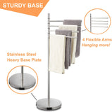 Standing Towel Rack, Modern Stainless Steel 4 Swivel Arm Towel Holder Rack with Round Base, Freestanding Hand Towel Bar Stand, DECLUTTR