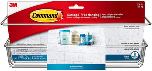 Command Shower Caddy, Clear Frosted, 1-Caddy, 4-Water Resistant Strips, Organize Damage-Free