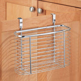 iDesign Axis Metal Over the Cabinet Storage Organizer, Waste Basket, for Aluminum Foil, Sandwich Bags, Cleaning Supplies, Garbage Bags, Bath Supplies, 5" x 11" x 9.75", Chrome