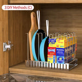 Vdomus Kitchen wrap Organizer Rack, Adjustable wrapstand for Kitchen Cabinet, Silver