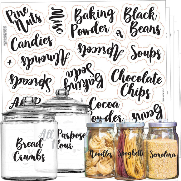 Talented Kitchen 135 Cursive Pantry Labels – 135 Kitchen Pantry Names – Food Label Sticker, Water Resistant Pantry Labels for Containers, Jar Labels Pantry Organization and Storage (135– Cursive Pantry)