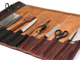 Leather Knife Roll Storage Bag | Travel-Friendly Chef Knife Case Roll (VINTAGE)