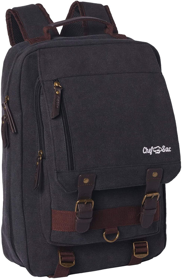 Chef Knife Retro Backpack | PREMIUM CANVAS BAG | 25+ Slots for Knives & Kitchen Utensils | 2 Pockets for Tablet & Menu