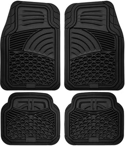 OxGord Tactical All-Weather Rubber Floor-Mats - Waterproof Protector for Spills, Dog, Pets, Car, SUV, Minivan, Truck - 4-Piece, Black