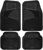 OxGord Tactical All-Weather Rubber Floor-Mats - Waterproof Protector for Spills, Dog, Pets, Car, SUV, Minivan, Truck - 4-Piece Set Gray