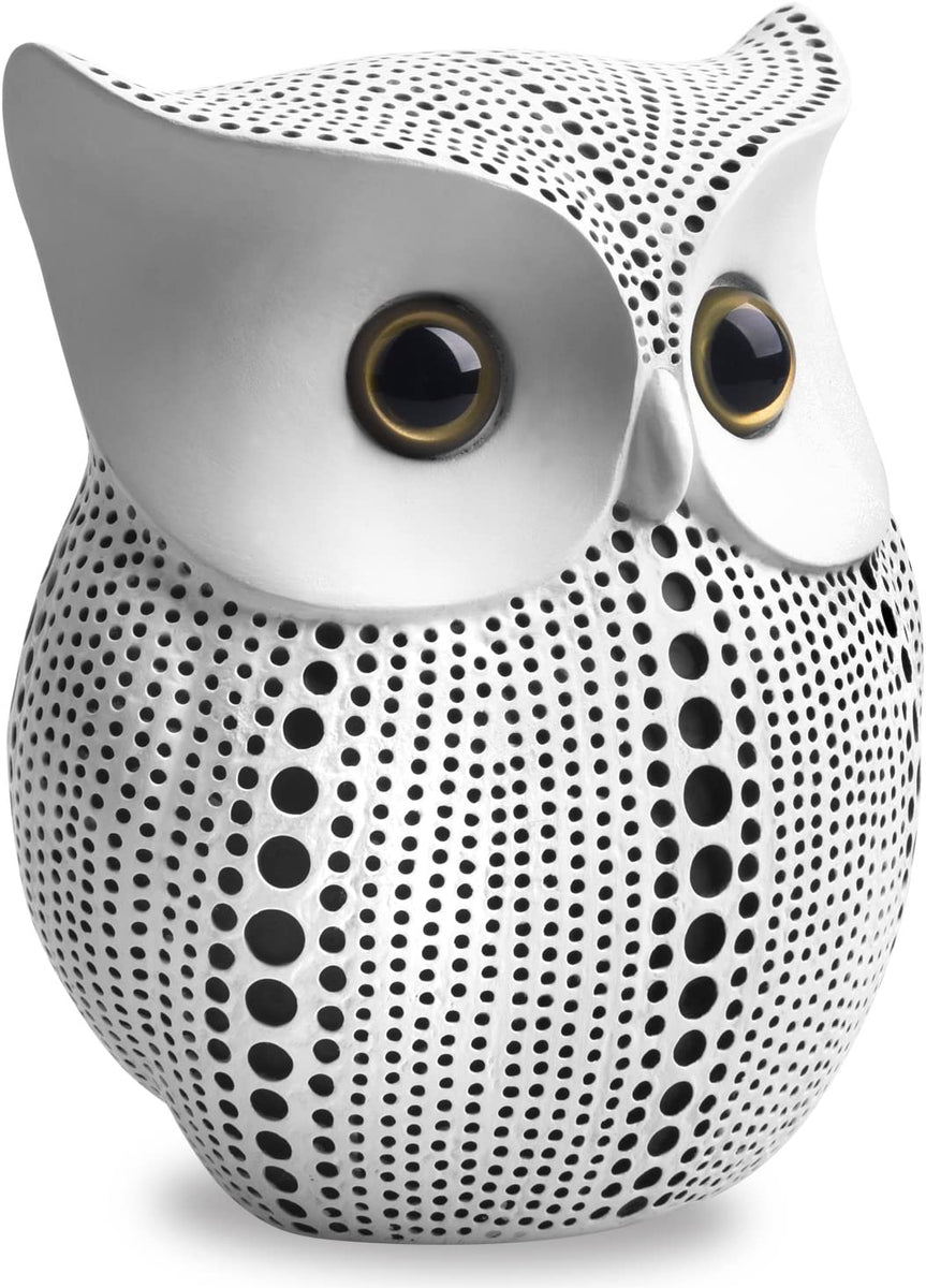 Owl Statue Decor (White) Small Crafted Buho Figurines for Home Decor A ...