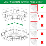 Corner Shower Caddy Shelf - Rust Proof Shelves with Bearing 30 lbs 8 Adhesive Suction Strip No Drilling 2 Hook by WJ ideal - Large Sturdy Rack 2 Pack SUS304 Stainless Steel for Bathroom Kitchen Toilet