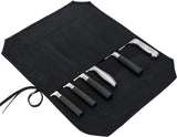 Chef’s Knife Roll Case, Waxed Canvas Cutlery Knives Holders Protectors, Home Kitchen Cooking Tools And Utensils Wrap Bag Wallet, Multi-Purpose Brush Roll Bag, Travel Tool Roll Pouch (Black)