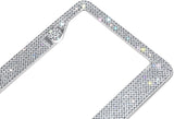 2 Pack Handcrafted Crystal Premium Stainless Steel Bling License Plate Frame (Crystal)