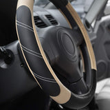 Elantrip Steering Wheel Cover Leather 15 1/2 to 16 inch Universal Large Soft Grip Breathable for Car Truck SUV Jeep Anti Slip Beige