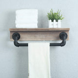 Womio Rustic Towel Racks with Towel Bar,30" Farmhouse Bathroom Shelves Wall Mounted,Industrial Pipe Home Decor Wall Shelf,Floating Shelves