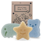 Baby Sponge for Bathing, Cute Shapes Natural Kids Bath Sponges for Infants, Toddler Bath Time, Natural and Safe Plant-Based Konjac Baby Bath Toys, 3pc. Set: Elephant, Bear & Star