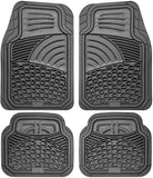 OxGord Tactical All-Weather Rubber Floor-Mats - Waterproof Protector for Spills, Dog, Pets, Car, SUV, Minivan, Truck - 4-Piece Set Gray