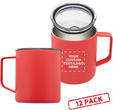 Kenai Powder Coated Travel Mugs - 12 pack - Customizable Text, Logo - 13.5 oz Coffee Mug - Great For Camping - Red