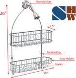 SimpleHouseware Bathroom Hanging Shower Head Caddy Organizer, Chrome (26 x 16 x 5.5 inches)