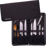 Premium Chef Knife Folder Case Organizer Bag | Portable Travel Storage - 8 Knives Tools Holder PLUS Honing Rod Slot, Dual Mesh Pockets for Small Accessories | Good Chef & Culinary Student Gift (Grey)