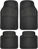 OxGord Brick-Style All-Weather Rubber Floor-Mats - Waterproof Protector for Spills, Dog, Pets, Car, SUV, Minivan, Truck - 4-Piece Set - Black