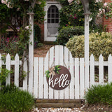 Hello Sign Rustic Front Door Decorative Round Wood Farmhouse Porch Decoration Home, Antique Wood Round Sign Hello Door Sign (Brown)