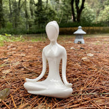 OwMell Lot of 4 Meditation Yoga Pose Statue Figurine Ceramic Yoga Figure Set Decor (Black Set)