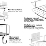 2-Pack 9" Rustproof Stainless Steel Corner Shower Caddy, Adhesive Bathroom Wall Mounted Storage Accessories Shower Shelf Organizer, Chrome