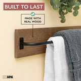 Ilyapa Rustic Towel Bar for Bathroom - Wall Mounted Towel Rack with Barnwood & Black Metal Bar, Farmhouse Decor