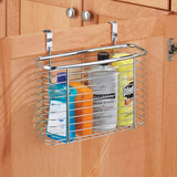 iDesign Axis Metal Over the Cabinet Storage Organizer, Waste Basket, for Aluminum Foil, Sandwich Bags, Cleaning Supplies, Garbage Bags, Bath Supplies, 5" x 11" x 9.75", Chrome