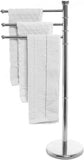 MyGift Modern Metal 3 Swivel Arm Towel Holder Rack, Freestanding Hand Towel Bar Stand