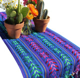 Del Mex Woven Rebozo Style Mexican Table Runner Scarf (Teal)