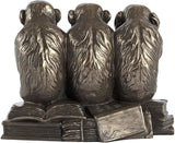 Design Toscano PD0093 Hear-No, See-No, Speak-No Evil Monkeys Animal Statue Three Truths of Man Figurine, 7 Inch, Polyresin, Bronze Finish