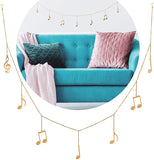 Music Notes Wall Decor Garland for Nursery Wall Hanging and Gifts for Music Lovers | Metal Gold Wall Accent for Music Teachers Singers Musicians | Boho Home Decoration Bedroom Living Room Apartment