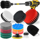 20Piece Drill Brush Attachments Set, Scrub Pads & Sponge,Buffing Pads，Power Scrubber Brush with Extend Long Attachment，Car Polishing Pad Kit