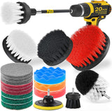 20Piece Drill Brush Attachments Set, Scrub Pads & Sponge,Buffing Pads，Power Scrubber Brush with Extend Long Attachment，Car Polishing Pad Kit