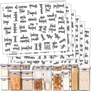 Talented Kitchen 157 Script Pantry Labels – 157 Kitchen Pantry Names – Food Label Sticker, Water Resistant Pantry Labels for Containers, Jar Labels Pantry Organization and Storage (157– Script Pantry)