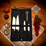 Chef Knife Bag Folder Case Bag | 6 Pockets for Knives & Kitchen Utensils | Honing Rod Pocket & Mesh Pocket | Durable Knife Case for Chefs & Culinary Students (Navy)