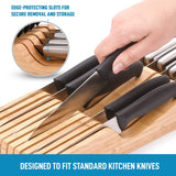 Zulay Kitchen Bamboo Knife Drawer Organizer Insert - Edge-Protecting Knife Organizer Block Holds Up To 16 Knives - Smooth Finish Drawer Knife Organizer Tray Fits In Most Drawers For Kitchen