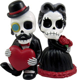 DWK - Sir Coffinswood & Lady Casket - Adorable Hand-Painted Skeleton Couple Collectible 2-Piece Figurine Set Victorian Gothic Lovers Halloween Decorations Romantic Gift Home Decor Accent, 5.5-inch