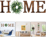 Wooden Home Sign Wall Hanging Decor - Wood Home Letters for Wall Art with Artificial Eucalyptus Wreath Rustic Home Decor, Wall Decor for Living Room Kitchen Housewarming Gift