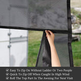 EXCELFU RV Awning Sun Shade Screen with Zipper 15' x 9' - Black Mesh UV Blocker RV Awning Shade Complete Kits for Motorhome Travel Trailer Canopy Shelter (5 Years Warranty)