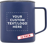 Kenai Powder Coated Travel Mugs - 12 pack - Customizable Text, Logo - 13.5 oz Coffee Mug - Great For Camping - Red