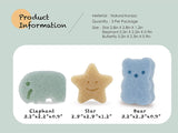 Baby Sponge for Bathing, Cute Shapes Natural Kids Bath Sponges for Infants, Toddler Bath Time, Natural and Safe Plant-Based Konjac Baby Bath Toys, 3pc. Set: Elephant, Bear & Star