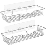 iPEGTOP Adhesive Shower Caddy Bathroom Shelf Storage with Hooks for Shampoo Conditioner Holder Kitchen Organizer Basket, No Drilling Wall Mounted, Rustproof Stainless Steel