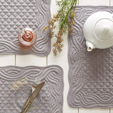 DII Quilted Farmhouse Collection Tabletop, Placemat Set, Gray 6 Piece