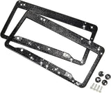 2 Pack Handcrafted Crystal Premium Stainless Steel Bling License Plate Frame (Crystal)