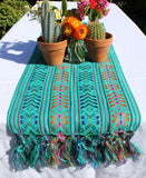 Del Mex Woven Rebozo Style Mexican Table Runner Scarf (Teal)