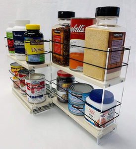 Vertical Spice - 33x2x11 DC - Spice Organizer - Two-Tiered Cabinet Drawers for Large Containers