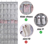 KIMBORA Large Hanging Storage Organizer Wide Over the Door Pantry Organizer Kids Shoe Rack with 40 Mesh Pockets for Bathroom Cleaning Room, Grey