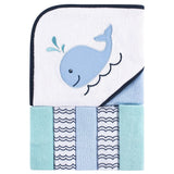 Unisex Baby Hooded Towel with Five Washcloths, Ikat Elephant, One Size