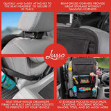 Lusso Gear Heavy Duty Back Seat Car Organizer - Extra Large for Powerful Protection - Sag Proof & Reinforced Corners - Protects iPad & Backseat - 12 Versatile Car Seat Organizer Storage Compartments