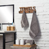 MyGift 4-Hook Rustic Burnt Wood Wall Mounted Bathroom/Kitchen Towel Hanging Rack with Cutout Letters