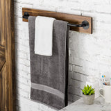 Rustic Wood & Metal Wall Mounted Towel Bar/Hanging Rod Unit for Modular Storage Racks